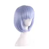 WoodFestival pink blue anime wigs short straight bob wig cosplay heat resistant fiber synthetic hair bangs