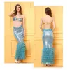 Vendas Strapless Mermaid vestidos de noiva Clubwear Moda Sequins Bra fishtail trajes Sexy sereia Papel Seamaid trajes cosplay