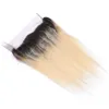 Brazylijski Ombre Kolor 1B 613 Proste Ludzkie Włosy 360 Pełna Koronkowa Zamknięcie Frontal Z Baby Włosy 360 Koronkowy Bandal Bielone Węzły