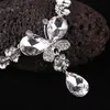 Rhinestone Crystal drop halsband sätter örhänge pläterade brud smycken set vita bröllop örhängen bröllopstillbehör3167636