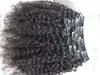 브라질 인간의 처녀 머리 확장 9 조각 머리 곱슬 곱슬 머리 스타일의 진한 갈색 자연 블랙 컬러 클립