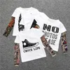 INS Kids Baby Clothes Boys Girls Long Sleeve T-shirt Patchwork Hip Hop Fashion Tattoo Sleeve Tops Tees Children Kids Clothing