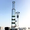 Pipes reta tubo de vidro Bong Três Perc Dab plataformas petrolíferas 14 milímetros Feminino de água de vidro conjunta com bacia Quartz Banger DHL frete grátis