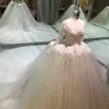 Sexy Lace Ball Gown Wedding Dresses Beaded Floral Applique Off Shoulder Long Sleeves Tulle Wedding Gowns Glamorous Princess Bridal Dresses