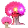 Halloween disco curly wig Rainbow Afro wigs Clown Child Adult Costume Football Fan led glowing Wigs party Hair wigs for football Fan Fun
