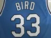 Indiana State Sycamores Bird # 33 College Basketball Jerseys Nation Team Dream Larry # 7 Baby Blue Vintage Black Valley High School Chemises cousues S-XXL