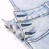 Wholesale- Women Jumpsuit Denim Overalls 2022 Spring Autumn Blue Strap Ripped Pockets Full Length Jeans Skinny