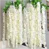 Guirlande de fleurs d'hortensia artificielles en soie blanche de 16M de long, ornement suspendu pour jardin, maison, mariage, fournitures de décoration7265807