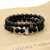 1 pièces Cz perles bracelets porte-bonheur avec 8mm pierre d'agate mate noir Onyx pierre mode bijoux pour hommes