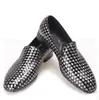 weaving black and brown men's patent leather shoes and party hand-made leather shoes and men in flat shoes