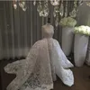 Faldas de lujo Vestidos de novia Lentejuelas sin tirantes Vestido de novia de encaje completo Conde Tren Cremallera Volver Bohemia Vestidos de novia