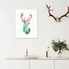 geometric coral framed deer head canvas art print poster with frames mint deer wall pictures for home decoration wall art decor