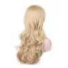 Synthetic Wigs Woodftival Long Blonde Curly Wigs Natural Hair Wig Blond Fiber Synthetic Wigs with Bangs Good Quality