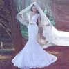 Luxury Mermaid Lace Wedding Dresses 2017 Arabic Style Long Sleeve Wedding Dress Crystal Belt Sheer Bridal Gowns Custom Made