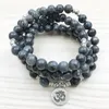 SN1146 Top Design Labradorite Wrap Bracciale Uomo 108 Mala Yoga Bracciale o collana Silver Lotus Ohm Buddha Bracciale