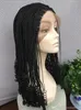 Moda krótki Kinky Twist Braided Lace Front Peruki Bezklejowy Naturalny czarny perukę z kręconymi wskazówkami dla Afroamerykanów