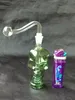 Accessoires de bongs en verre de narguilé d'os de couleur, conduites d'eau bongs en verre hooakahs deux fonctions pour les plates-formes pétrolières bongs en verre