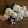 Grande qualità 6 teste + 2 boccioli + 3 piante acquatiche Peonia artificiale Fiore di seta Matrimonio Decorazioni per la casa Paeonia suffruticosa Decorazione fiori