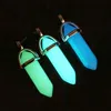 Ny Bullet Form Natural Stone Necklaces Pendants Hexagonal Prism Quartz Turkos Kristall Gems Halsband Smycken För Kvinnor Män