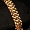 15mm Lüks Erkekler Watch Band Bilezik Altın Kaplama Paslanmaz Çelik Kayış Bağlantılar Manşet Bilezik Takı Hediye