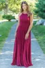 2017 자홍색 쉬폰 나라 들러리 드레스 긴 우아한 셔링 바닥 길이 메이드 명예 드레스 맞춤 제작 중국 EN7253의 아름다운