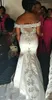 Vintage Off The Shoulder Mermaid Wedding Dresses Sheer Neck Lace Appliques Beads Sexy Back Satin Bridal Dress African Wedding Gowns