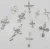 MIC New 10Styles Mic Tibetan Silver Cute Flower Design Cross Charms Pendants for Jewelry DIY Findings Components