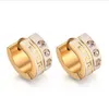 Gold Plated Hoop Earrings for Women Greek Key Pattern Classic Cute Crystal CZ Jewelry Wholesale EH-157