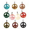 Hot Selling Vintage 31mm Peace Sign Naturlig Färgrik Körsbär Kvarts Blå Sand Sten Malachite Hängsmycke Charms För Europa Style Jewlery Making