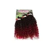 高品質6pcslot合成織りヘアエクステンションジェリーカーリーオンブルブラウンカネカロンディープカーリークロシュ紫編み髪fo7879069