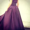 2017 Purple Sheath Party -jurken met over Skirts strapless satijnen jurken met korte trein prom -jurken1923510