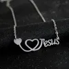 Eu amo jesus colar prata rosa ouro coração estetoscópio pingentes acreditar moda jóias para mulheres homens jóias gift277f