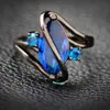 Luxury Sapphire Purple Zirconia Gun Black Alloy Band Rings for Women Fashion Party Engagement Ring Jewelry Lady Gifts(size 7,8,9,10)