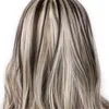 WoodFestival Blond Ombre Peruk Lockigt Långt Syntetiskt hår Mode Naturliga Peruker Fiber Brun Blandad Färg För Vita Kvinnor