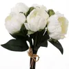 En gros Réel / Naturel PU Pivoine Bourgeons bouquet de mariage mariée Tenant fleur mariée main tenir fleurs maison ornement décoratif livraison gratuite