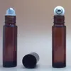 10 ml 1/3 oz Kalın AMBER Cam Şişe On Şişe Uçucu Yağ Boş Aromaterapi Parfüm Şişesi + metal Rulo Topu F201765