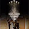 حديثة LED مصابيح الثريا الكريستالية المستطيلة الدرج معلقة مصابيح قلادة لتركيبات فيلا فندق مول مع AC110-240V