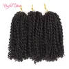 Black 8inch Malibob Cabelo Crochet Para Mulheres Pretas Kinky Curly Marley Trançado Extensão de Cabelo Sintético 3 Pçs / lote Crochet Tranças Marlybob Cabelo