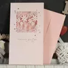 Tebrik Kartları Toptan-8Card + 8envelope / lot Karikatür Kart Teşekkürler Doğum Günü Çocuklar Günü Noel Yazı Kağıt Craft 8