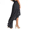 Sexy Lady Women cloth Hi-lo Boho Maxi Skirt With Striped Printed Irregular Dresses Summer Beach Long Dress ZL3257