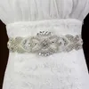 Nowy Luksusowy Kryształ Bridal Sashes Wedding Belt Rhinestone Pearl Zroszony Tanie Darmowa Wysyłka W magazynie Biały Kości Słoniowej Szampan