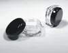 50Pcs Cosmetic Jars Thick Wall Square Plastic Beauty Containers Packaging - 5 Gram (Black or Clear Lids) +free ship