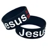 50 pièces jésus est mon Sauveur Bracelet en Silicone 1 pouce de large Bracelet en caoutchouc noir rempli d'encre Logo pour la foi religieuse