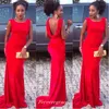 New Arrival Red Cowl Back Bal Sukienka Sexy Mermaid Long Backless Women Wear Party Suknia Custom Made Plus Size