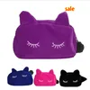 Mignon Portable dessin animé chat pièce de monnaie mallette de rangement voyage maquillage flanelle pochette sac cosmétique Style coréen et japonais livraison gratuite