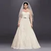 Allover Lace Plus Storlek A-Line Bröllopsklänning Sweetheart Avtagbar Beading Belt Anpassad Bridal Dresses Vestido de Noiva 9WG3805