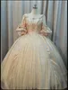 2017 Taffeta с длинными рукавами шаровые платья кулаковых платьев Quinceanera с блестением бисером плюс размер сладкий 16 платье Vestido dubutaNe qc119