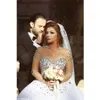 Saidmhamad Sheer Sweetheart Heavy Crystals Ball Gowns Long Sleeves Wedding Dress In Stock Bridal Dress vestido de noiva289R