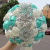 Свадебный букет роза искусственная сладкая 15 Quinceanera Букет хрустальная шелковая лента New Buque de Noiva 37 Colors W2288494546