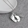 niedliche kleine Füße Winkel Flügel Doppel Anhänger Halsketten 925 Sterling Silber Liebe Baby Halskette beste chrismas Geschenk für Ihr Kind